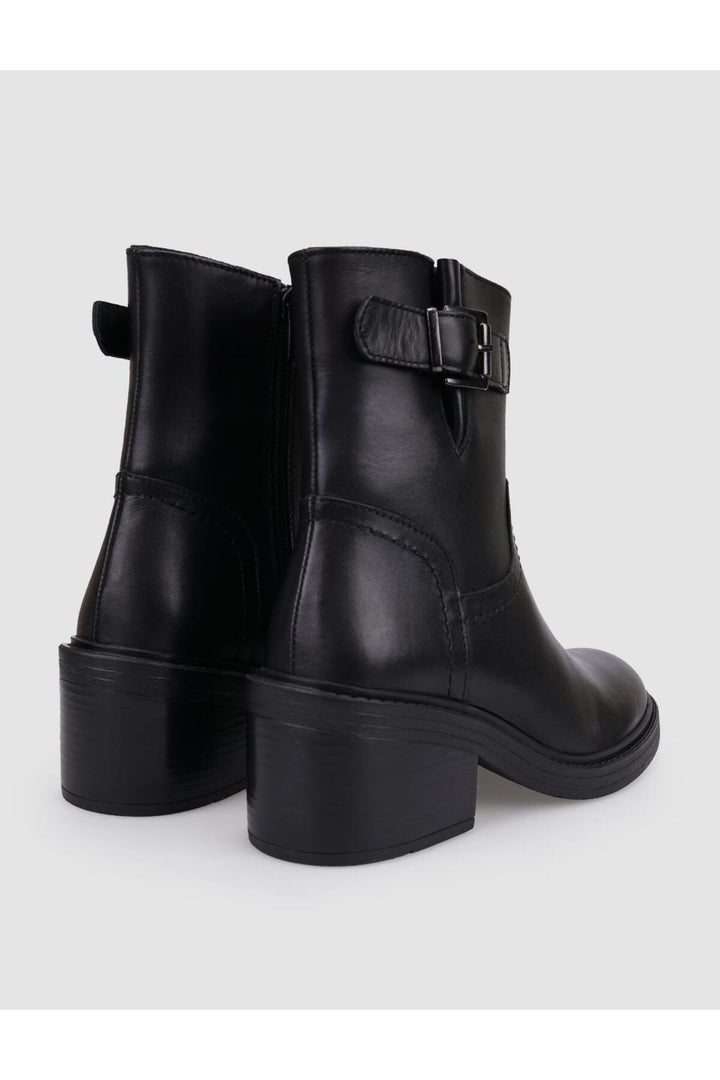 Cabani Shoes Bottines à talons pour femmes en cuir véritable noir avec fermeture éclair à 100%. - Multicolore