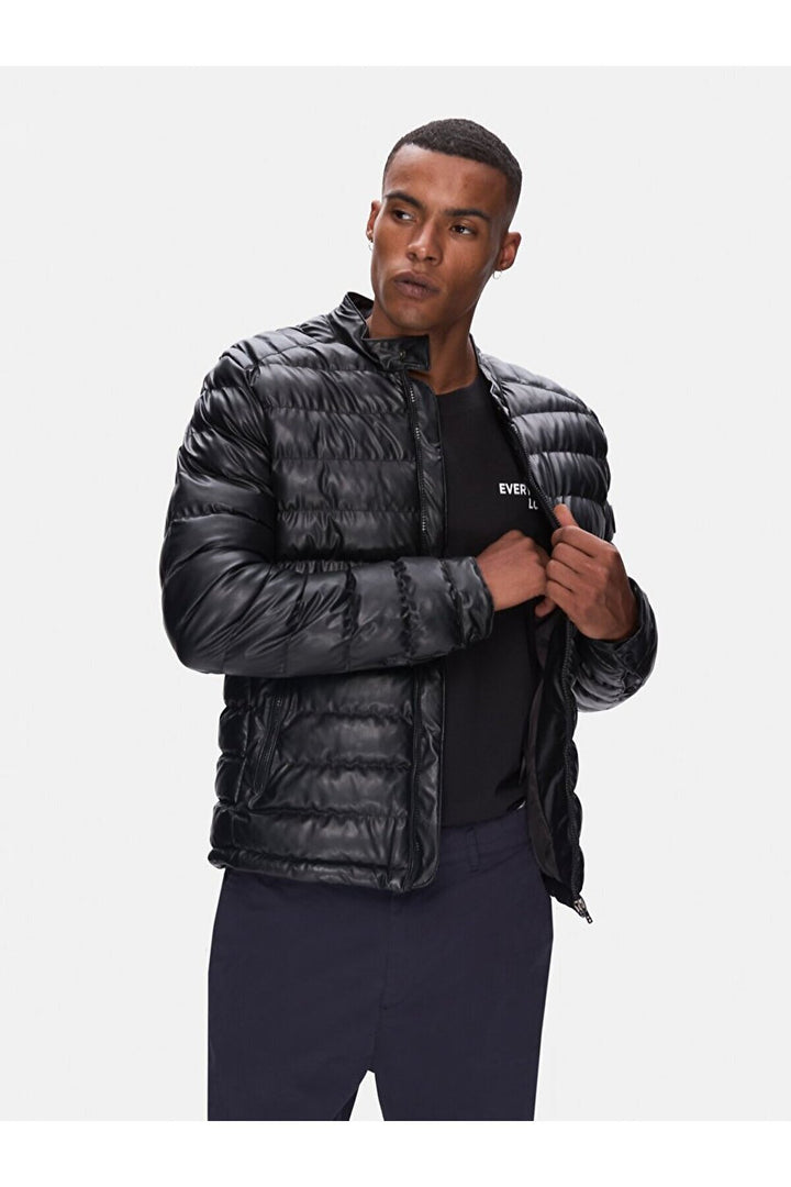 LTB Veste noire basique matelassée à manches longues - si̇yah_3986