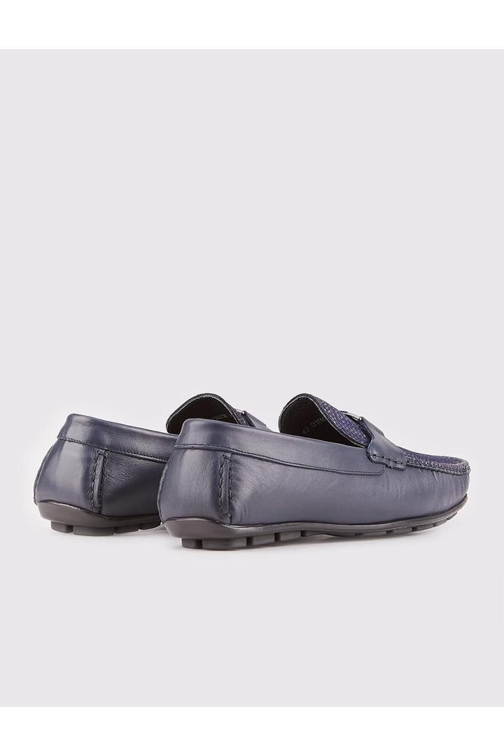 Cabani Shoes Chaussures pour hommes en cuir véritable bleu marine à semelle en caoutchouc - Bleu marine
