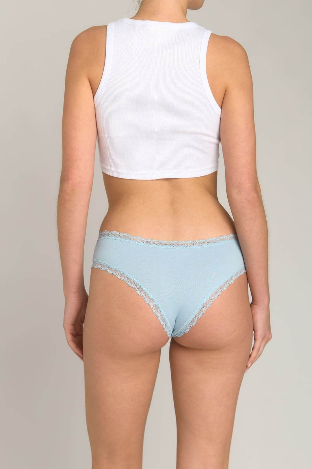 Lovely Things CHERIE Culotte Cheeky en Dentelle Mélange Modal - Bleu