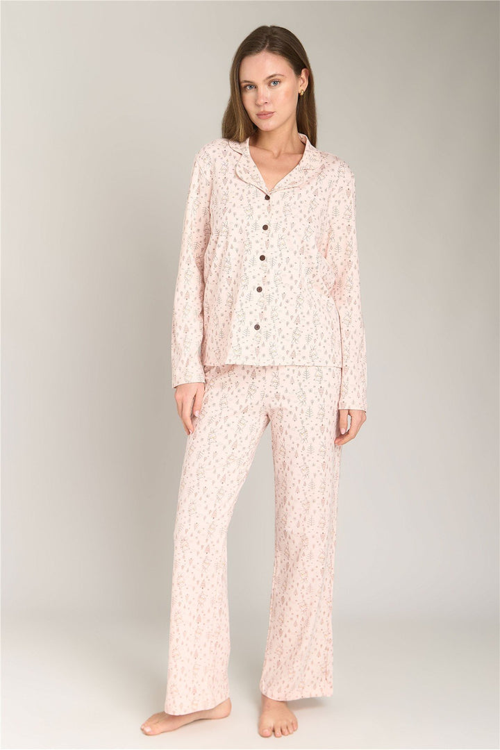 Lovely Things Ensemble de pantalons de chemise à manches longues en tricot RABBIT - Ensemble de pyjamas - Rose clair