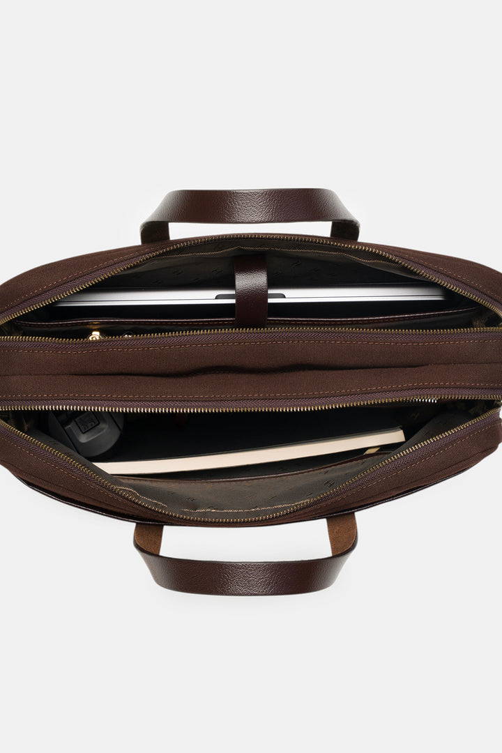 Helmbrook Sac pour ordinateur portable Benedict en cuir véritable 15,6"à deux compartiments pour homme