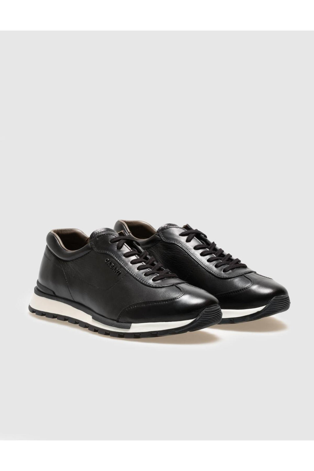 Cabani Shoes Lodi Chaussures de sport pour hommes en cuir véritable noir à lacets - Noir