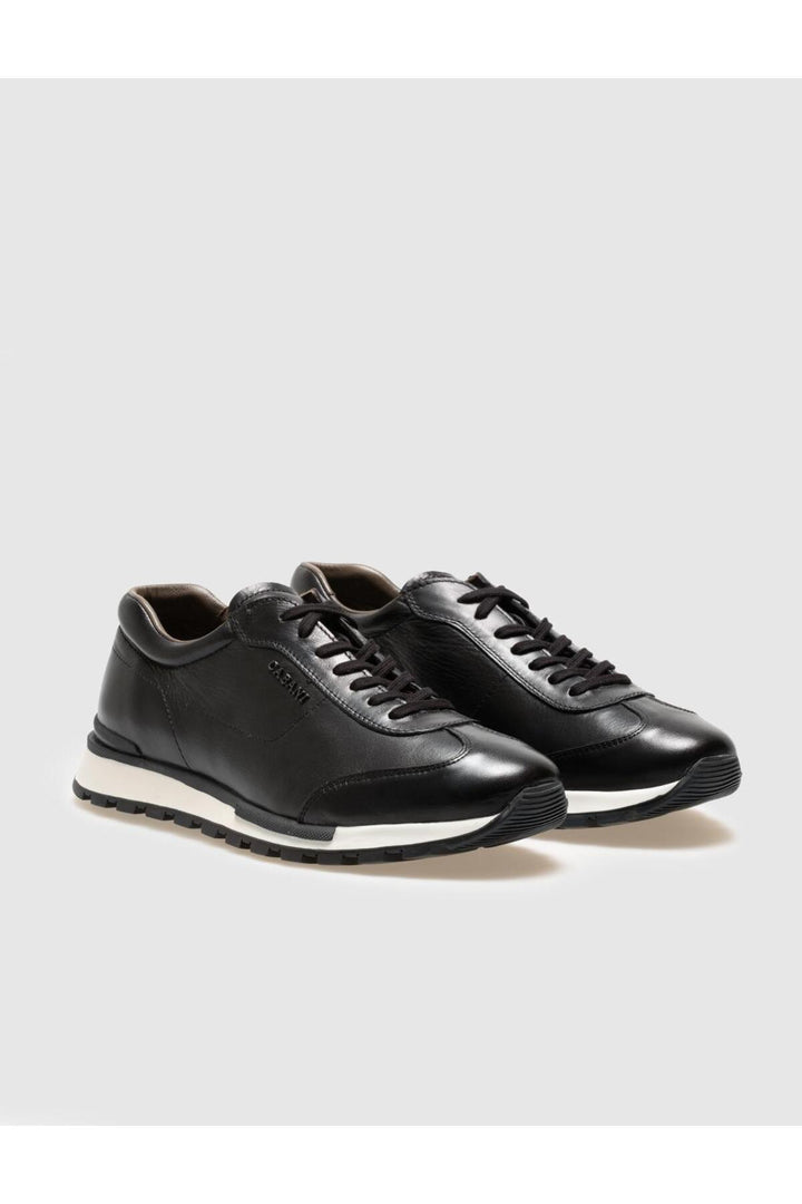Cabani Shoes Lodi Chaussures de sport pour hommes en cuir véritable noir à lacets - Noir