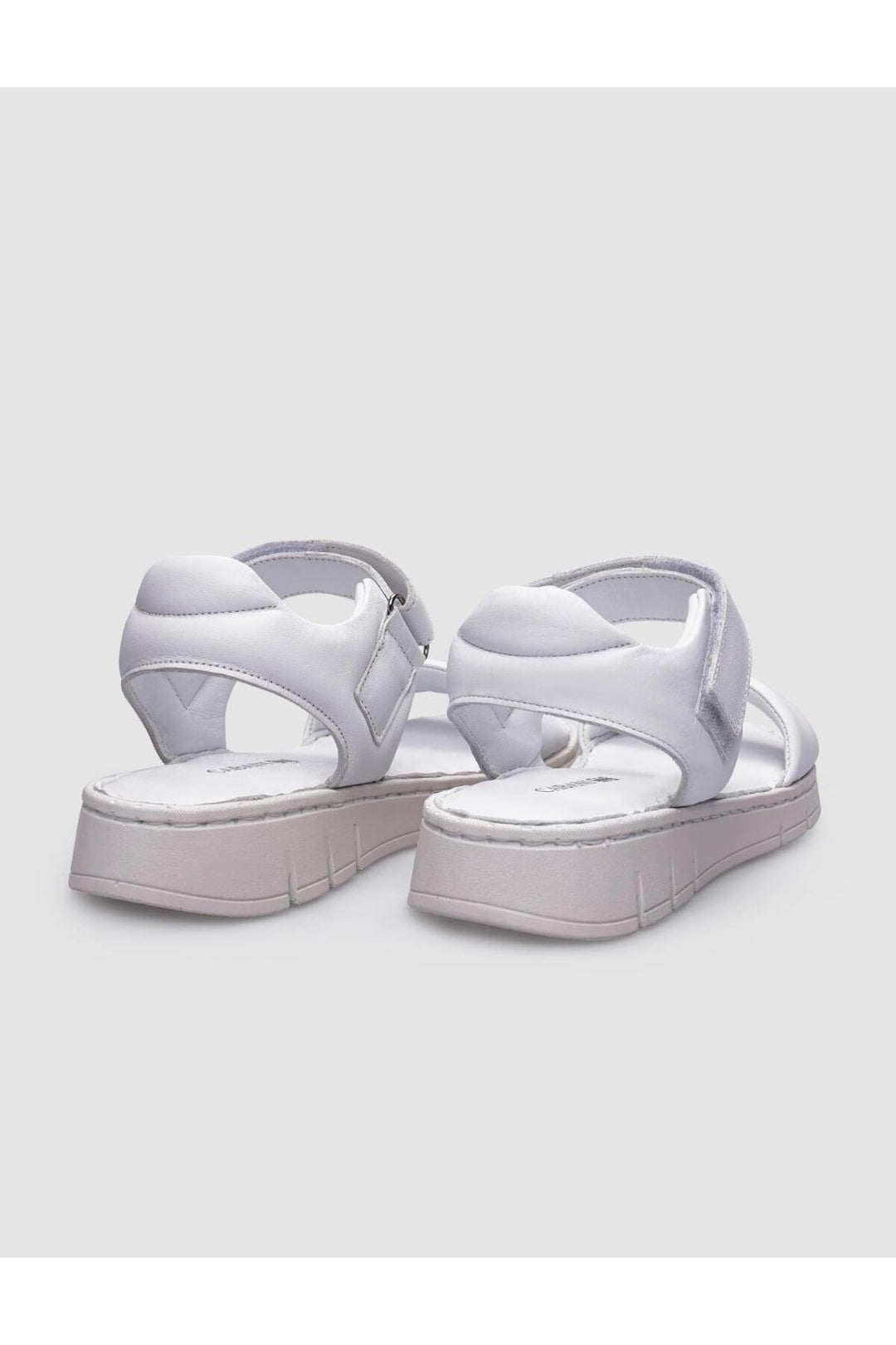 Cabani Shoes Sandales pour femmes à fermeture velcro en cuir véritable 100% blanc - Blanc