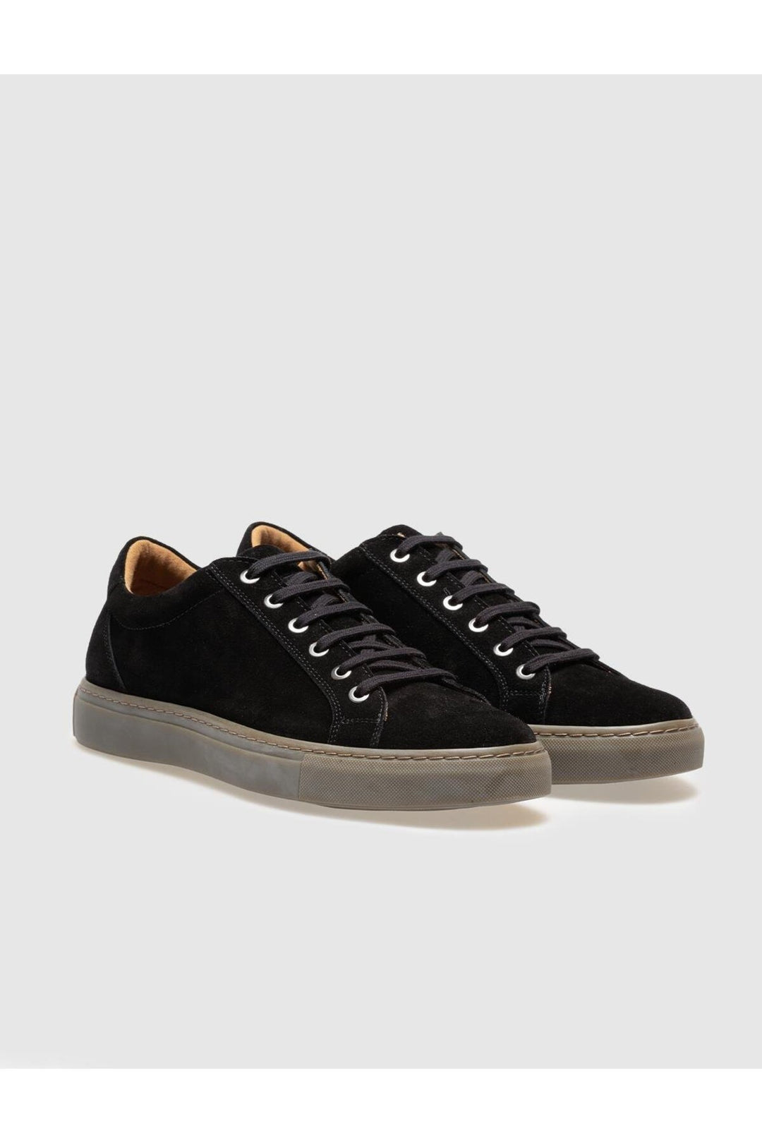 Cabani Shoes Chaussures de sport pour hommes en cuir véritable suédé noir avec lacets - Noir