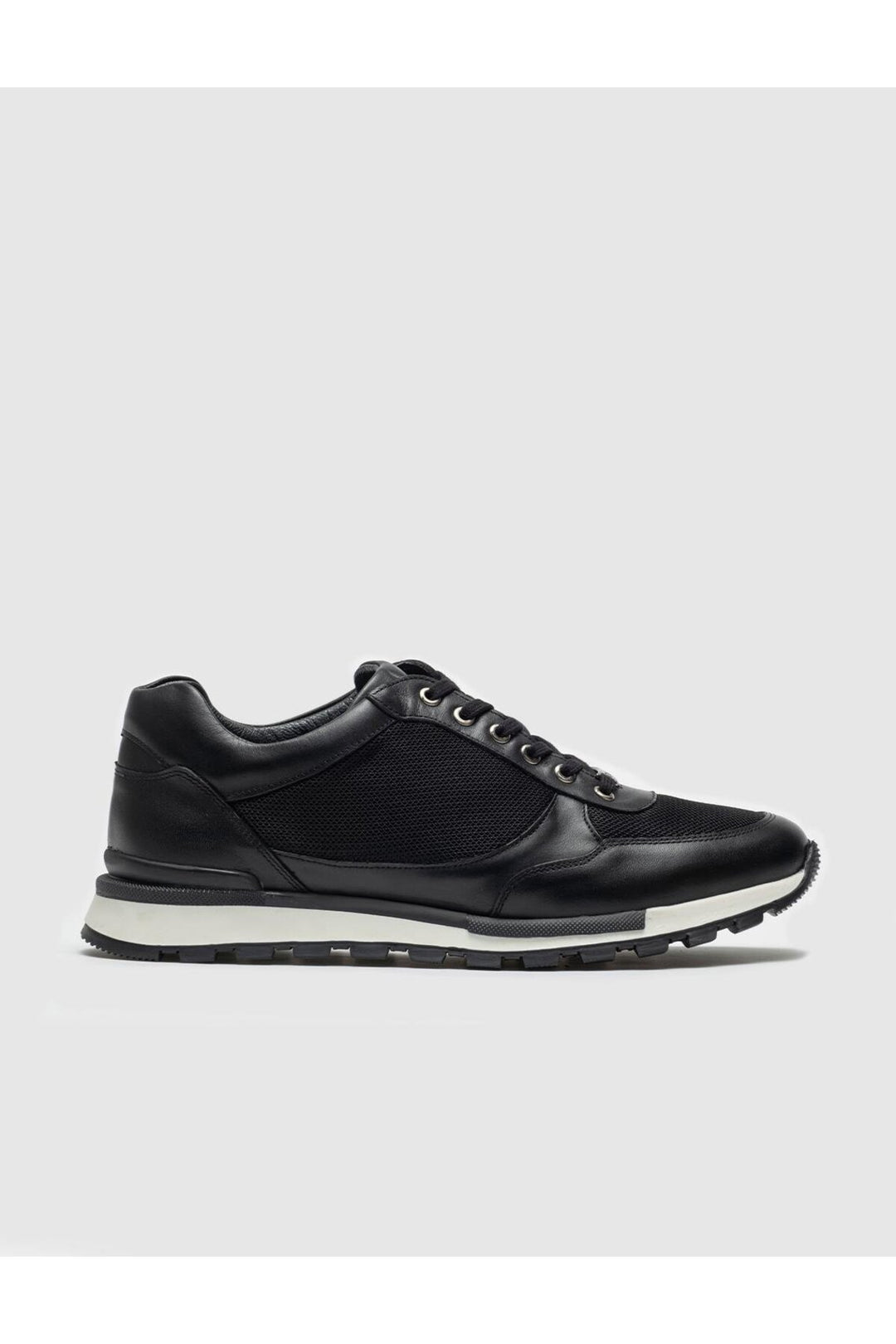Cabani Shoes Chaussures de sport pour hommes en cuir véritable noires à lacets - Noir