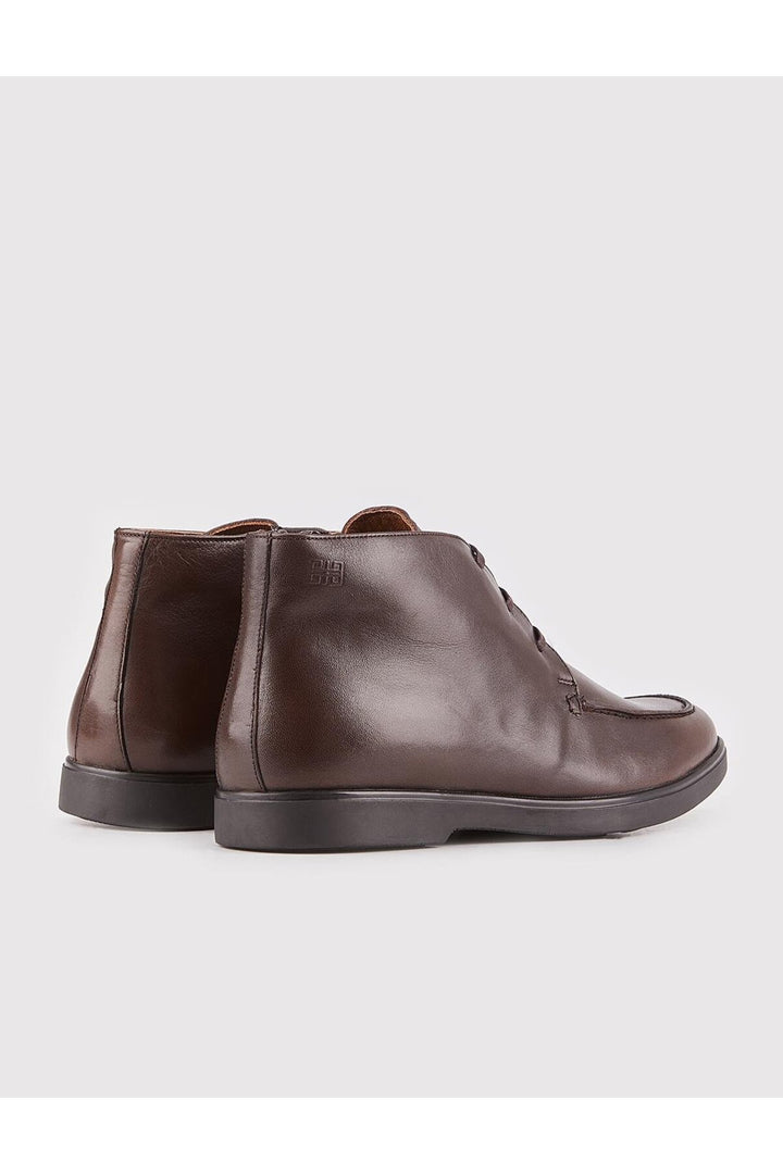 Cabani Shoes Bottines décontractées pour hommes en cuir véritable marron avec fermeture éclair - Multicolore