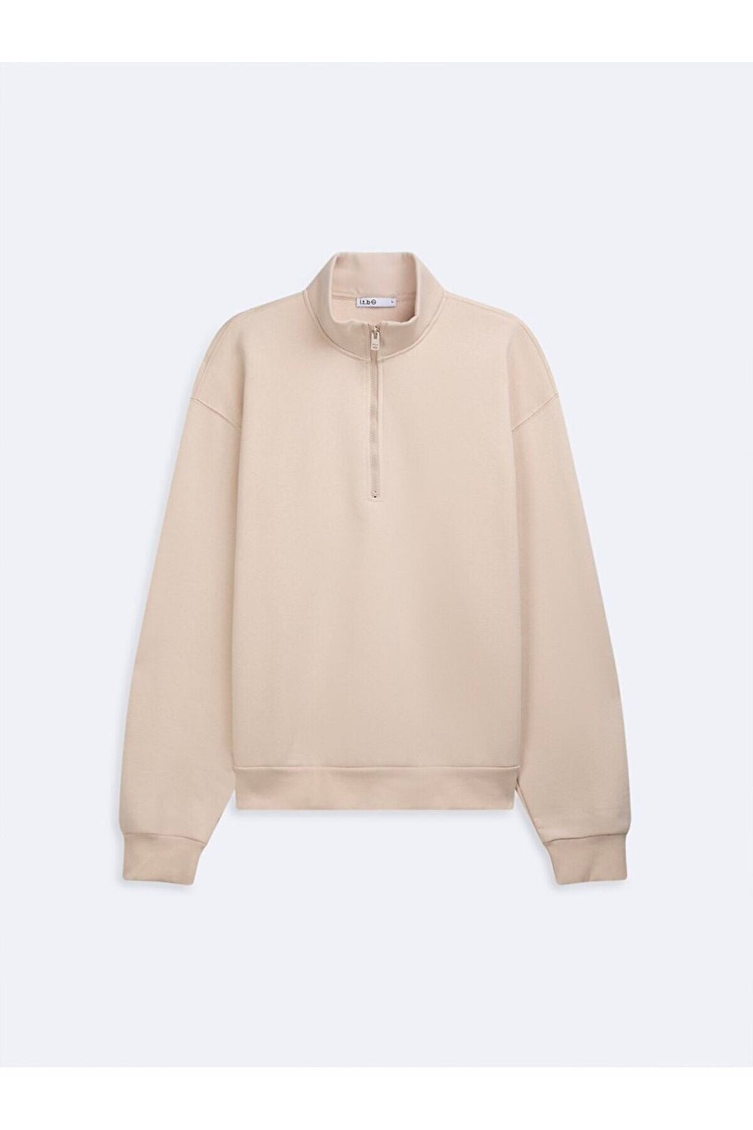 LTB Sweat-shirt crème à manches longues avec demi-fermeture éclair