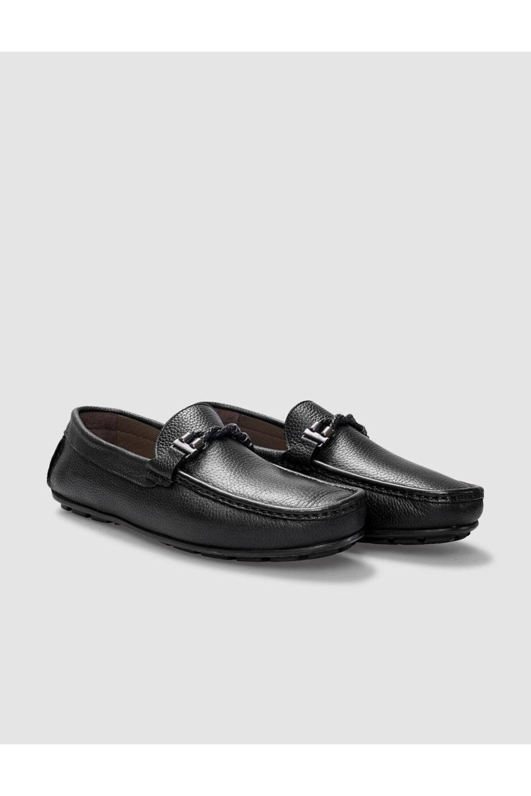 Cabani Shoes Mocassin homme en cuir véritable noir à boucle - Noir