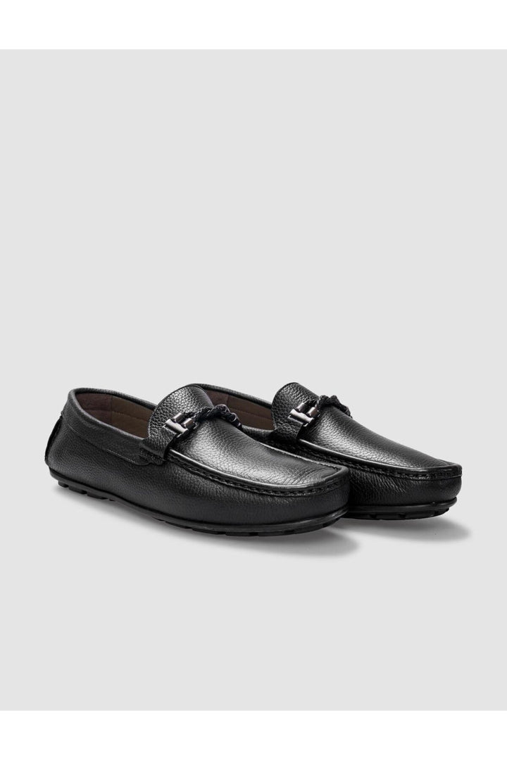 Cabani Shoes Mocassin homme en cuir véritable noir à boucle - Noir