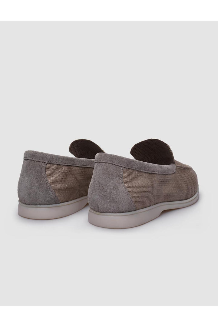 Cabani Shoes Mocassin pour homme en tricot beige avec détails en cuir véritable - Beige