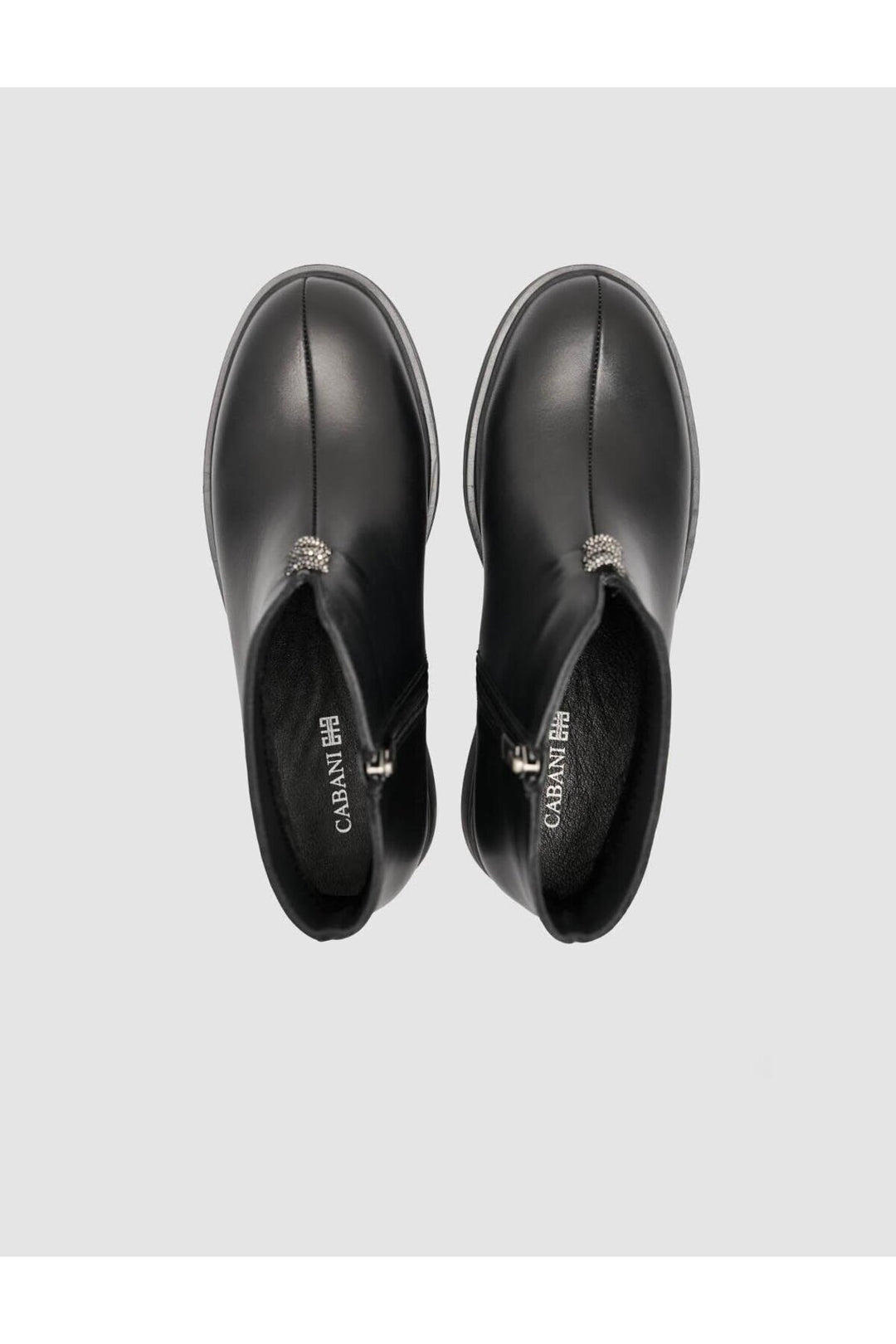Cabani Shoes Bottines quotidiennes pour femmes en cuir véritable noir avec fermeture éclair - Multicolore