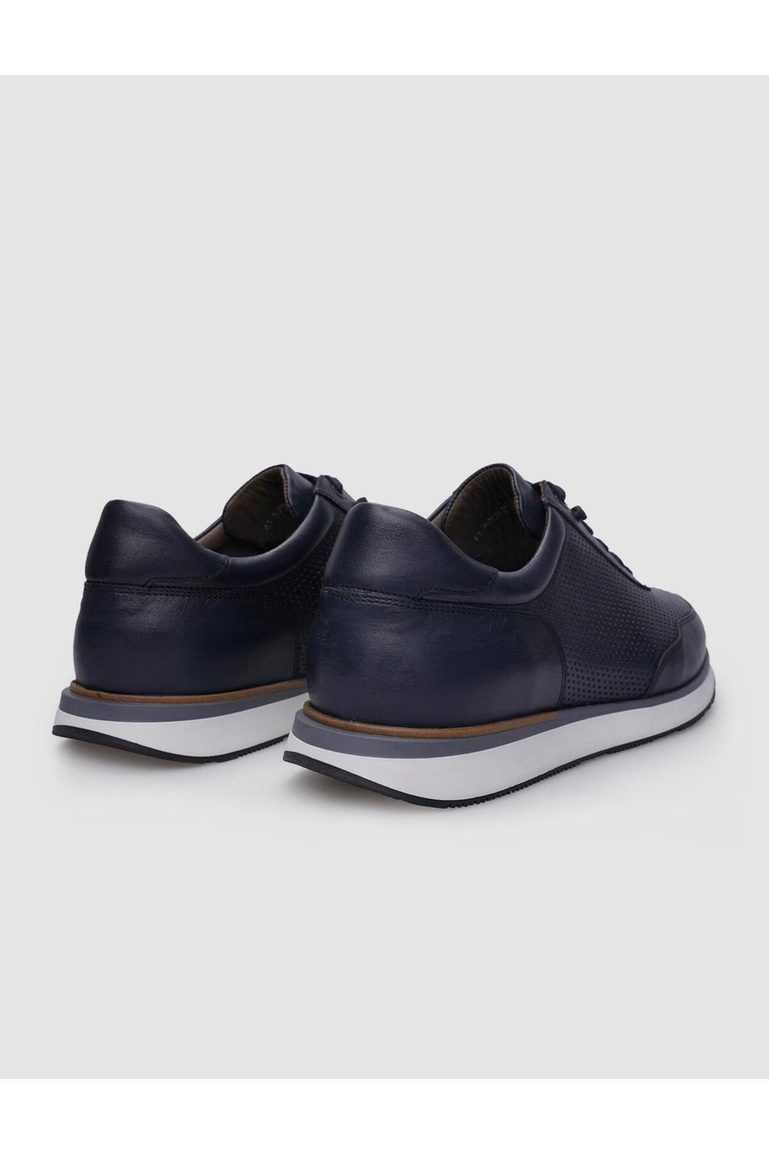 Cabani Shoes %100 Cuir véritable Baskets pour hommes à lacets Bleu marine - Bleu marine
