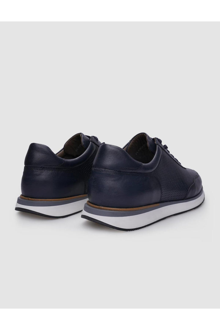 Cabani Shoes %100 Cuir véritable Baskets pour hommes à lacets Bleu marine - Bleu marine