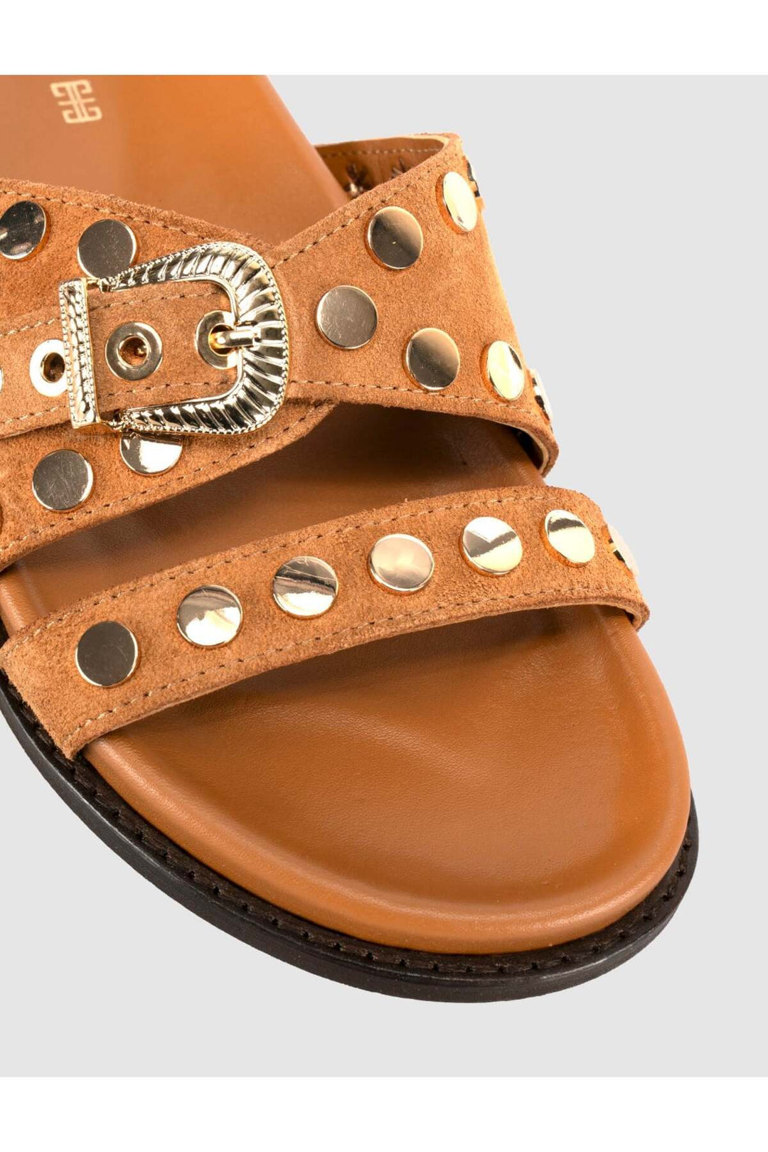 Cabani Shoes Sandales pour femmes en cuir véritable avec détails en pierre beige. - Multicolore