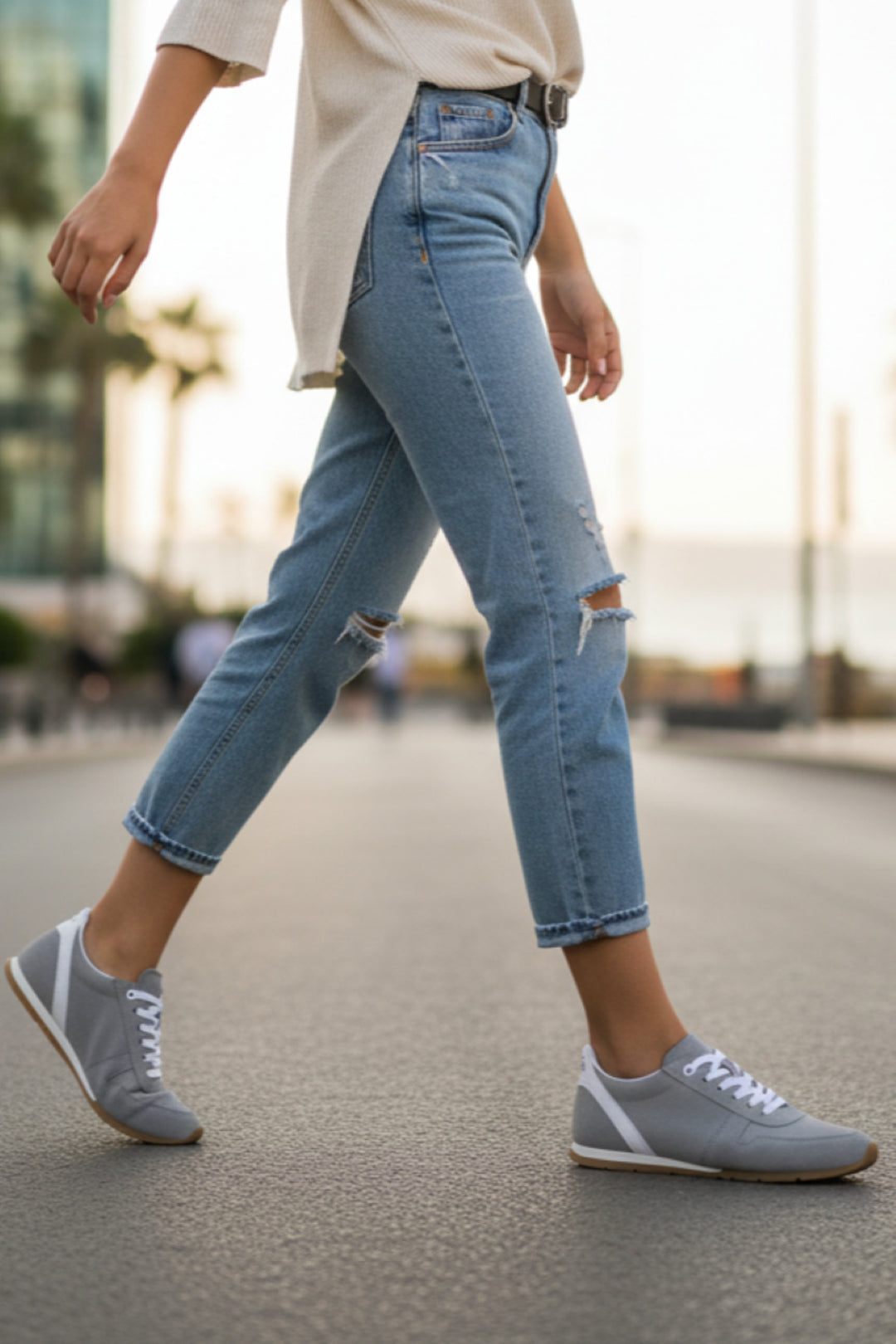 Wavelys ALESSIA Baskets en suède pour femmes chaussures de ville - Gris