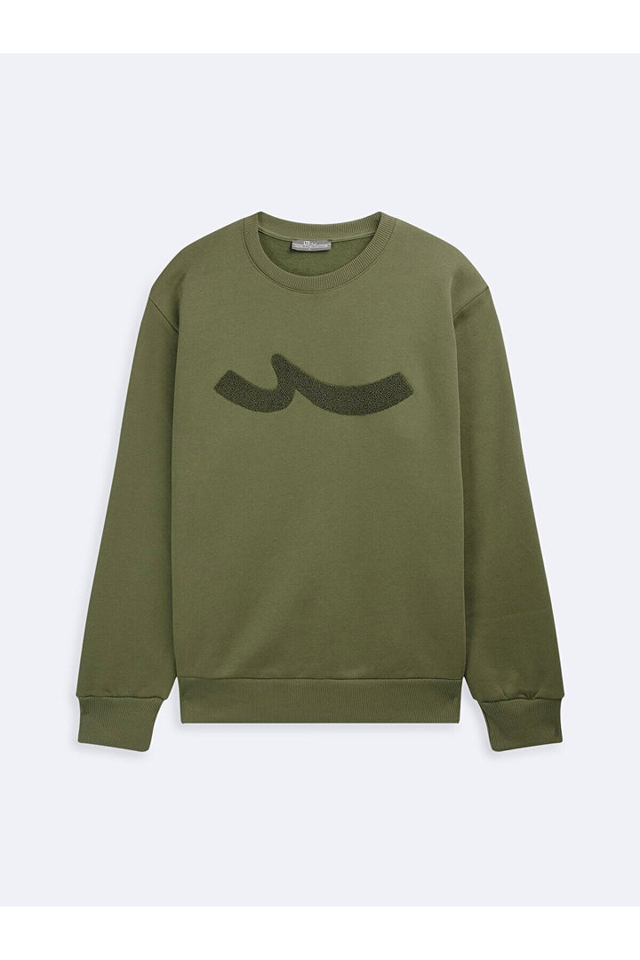 LTB Sweat vert à manches longues avec encolure zéro et imprimé pression