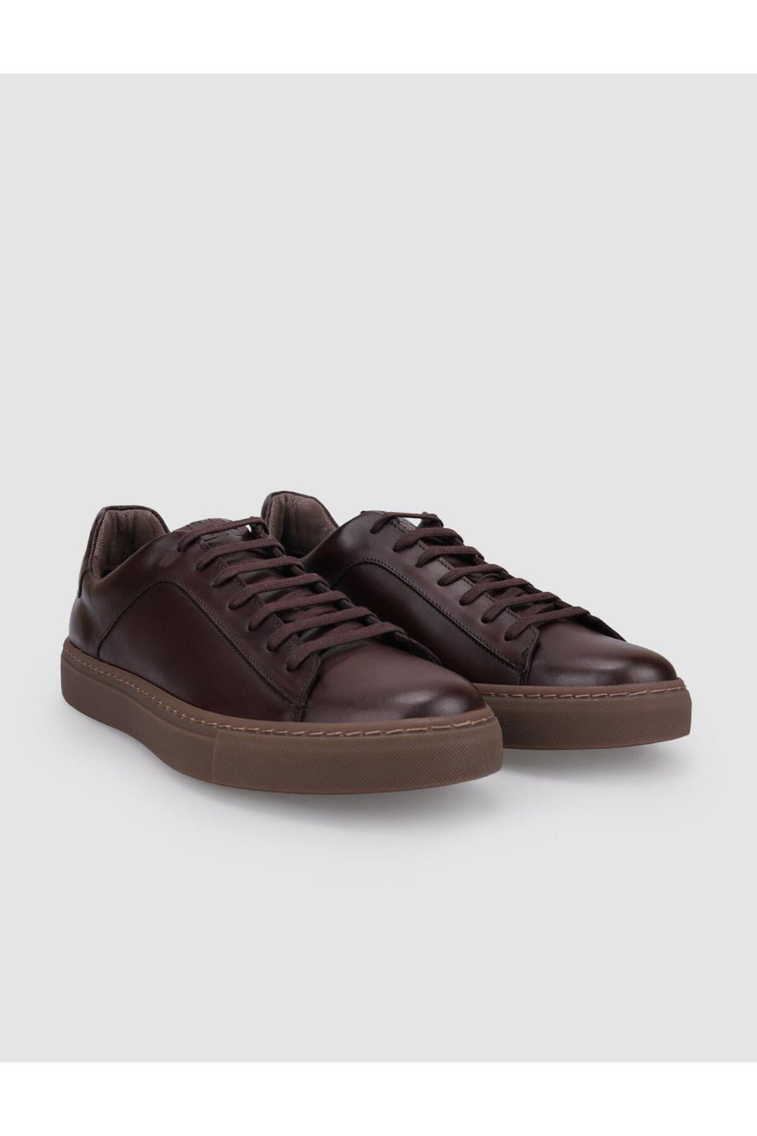 Cabani Shoes %100 Cuir véritable Baskets pour hommes à lacets marron - Marron