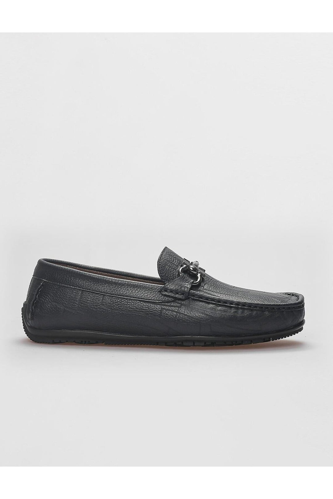 Cabani Shoes Mocassins pour hommes en cuir véritable avec détail de boucle bleu marine. - Bleu marine