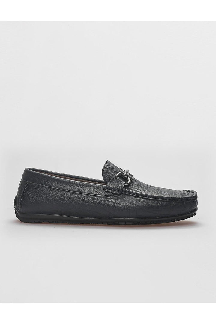 Cabani Shoes Mocassins pour hommes en cuir véritable avec détail de boucle bleu marine. - Bleu marine