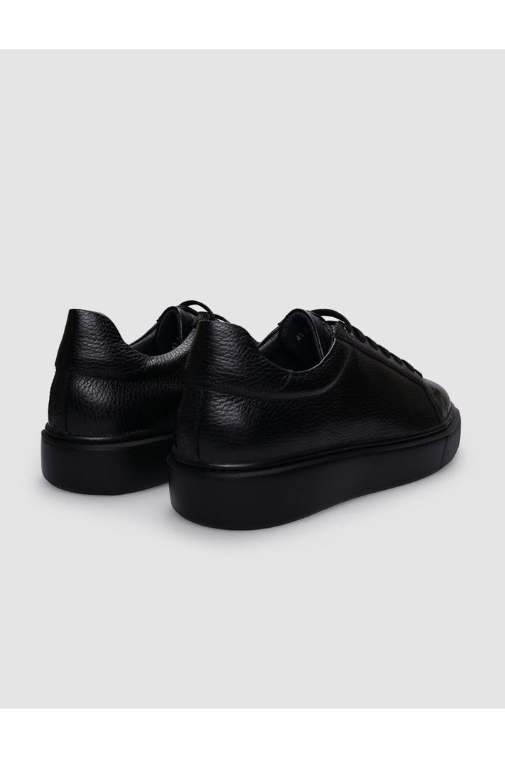Cabani Shoes Chaussures de sport pour hommes en cuir véritable noir à lacets 100% - Noir