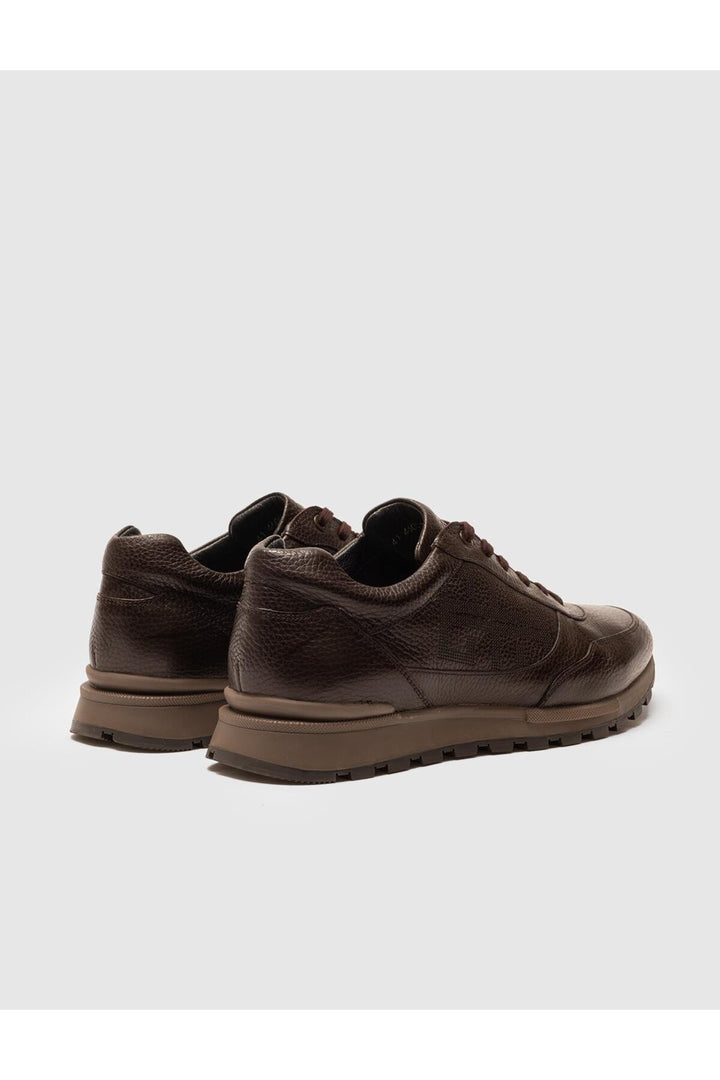 Cabani Shoes Chaussures de sport pour hommes en cuir véritable marron à lacets - Marron