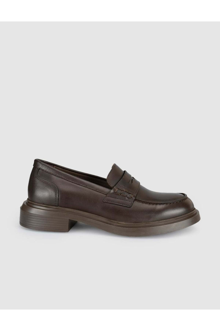 Cabani Shoes Chaussures Loafer pour femmes en cuir véritable à semelle épaisse marron - Multicolore