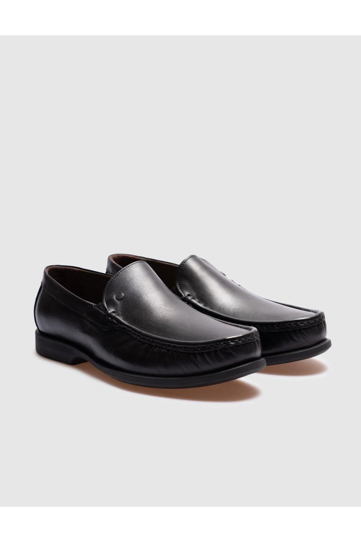 Cabani Shoes Chaussures de ville pour hommes en cuir véritable avec détails de couture noires. - Noir