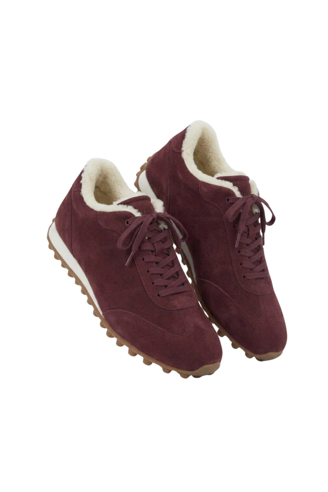 Wavelys VERONA Bordeau Cuir Suédé Véritable Doublé Fourrure Chaud Flexible Souple Semelle en Caoutchouc Confortable Baskets Femme - Bordeaux