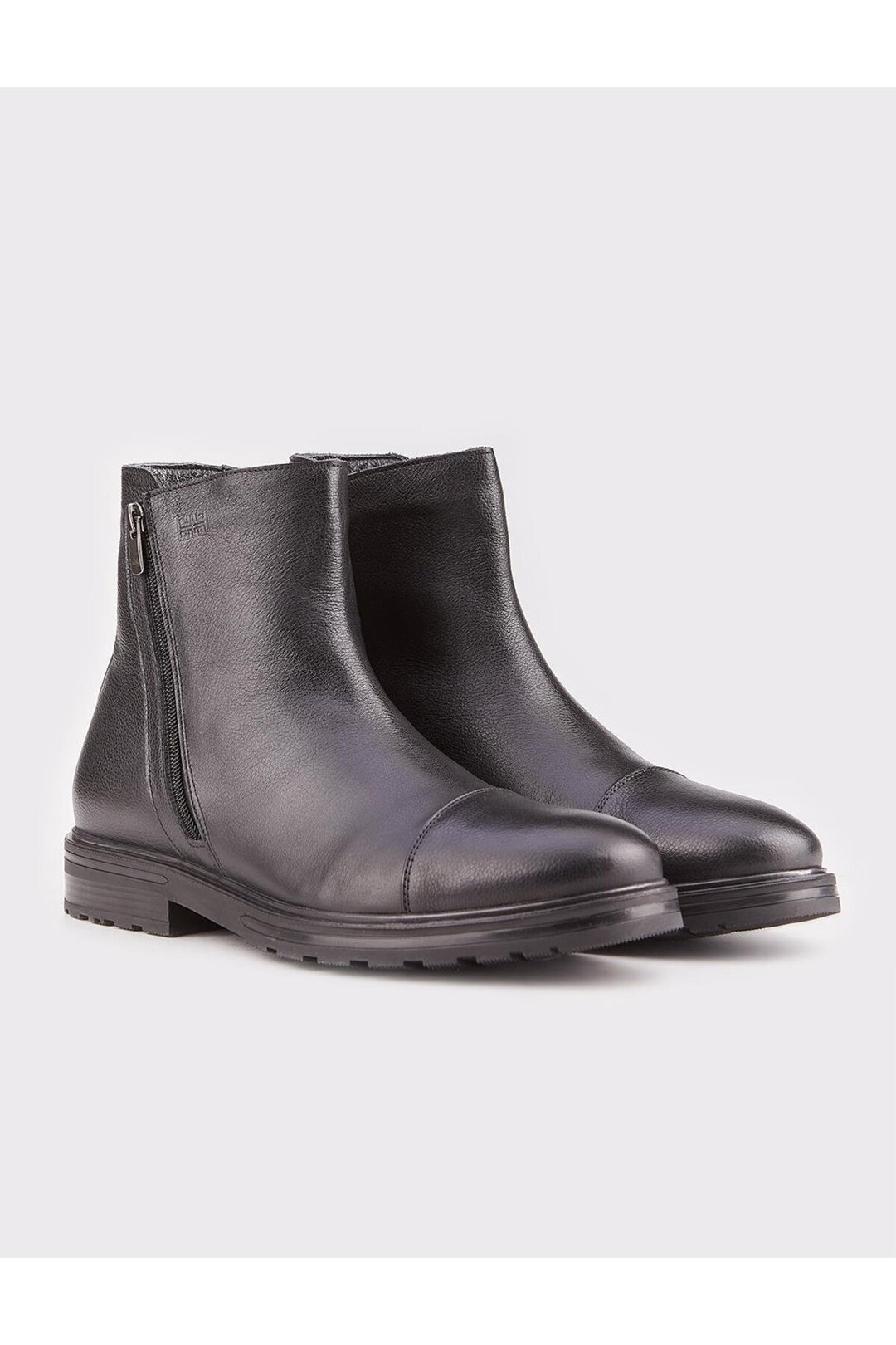 Cabani Shoes Bottines pour hommes en cuir véritable avec semelle en caoutchouc, noires et à fermeture éclair. - Multicolore