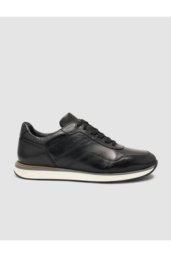 Cabani Shoes Nilaren %100 Cuir Véritable Noir Détails Blason Chaussures de Sport pour Hommes - Noir