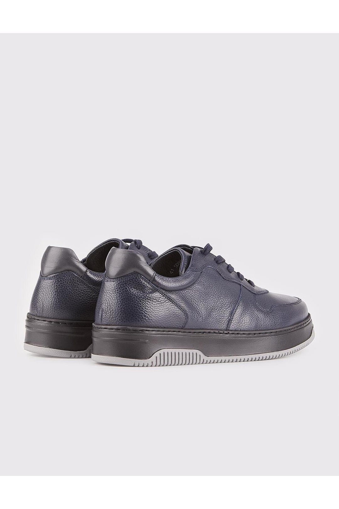 Cabani Shoes Chaussures de sport pour hommes en cuir véritable bleu marine à lacets avec semelle en caoutchouc. - Bleu marine