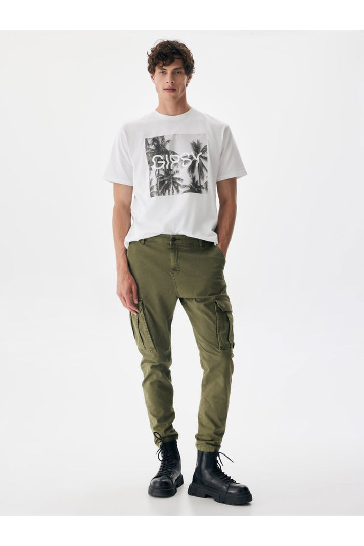LTB Pantalon vert gabardine jambes droites - Vert