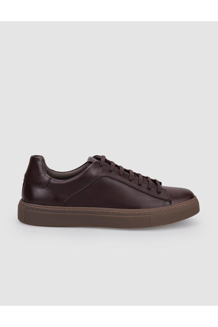 Cabani Shoes %100 Cuir véritable Baskets pour hommes à lacets marron - Marron