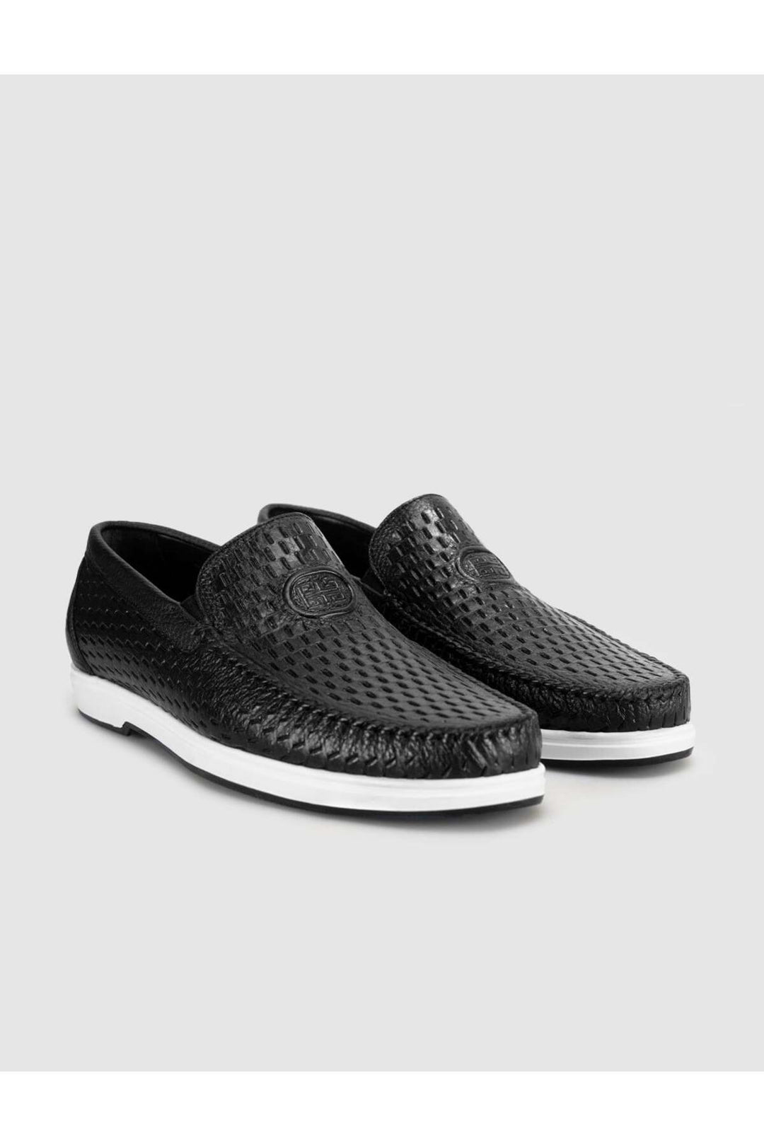 Cabani Shoes Chaussures de ville pour hommes en cuir véritable avec motif crocodile noir - Noir