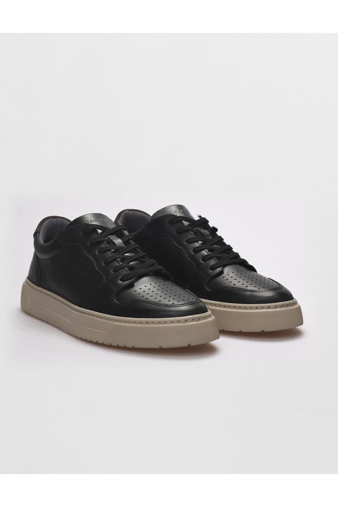 Cabani Shoes Chaussures de sport pour hommes en cuir véritable noires à lacets - Noir
