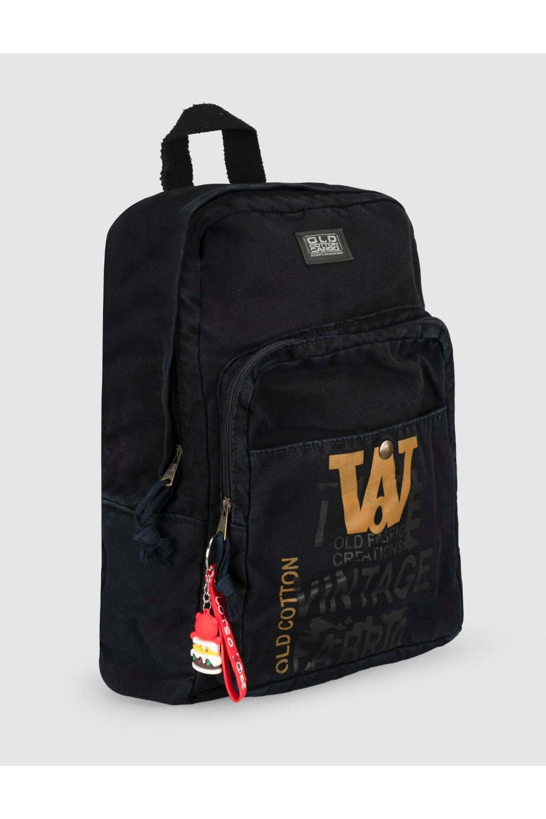 Cabani Shoes Sac à dos unisexe en lin noir avec imprimé vintage - Noir
