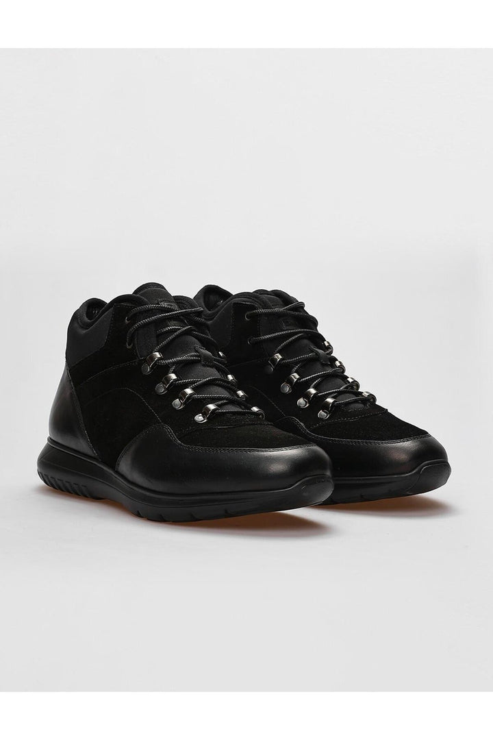 Cabani Shoes Bottines quotidiennes pour hommes en cuir véritable noir avec lacets et fourrure. - Multicolore