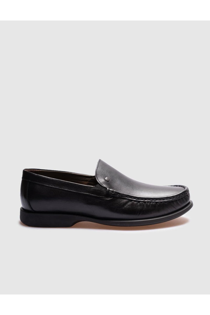 Cabani Shoes Chaussures de ville pour hommes en cuir véritable avec détails de couture noires. - Noir