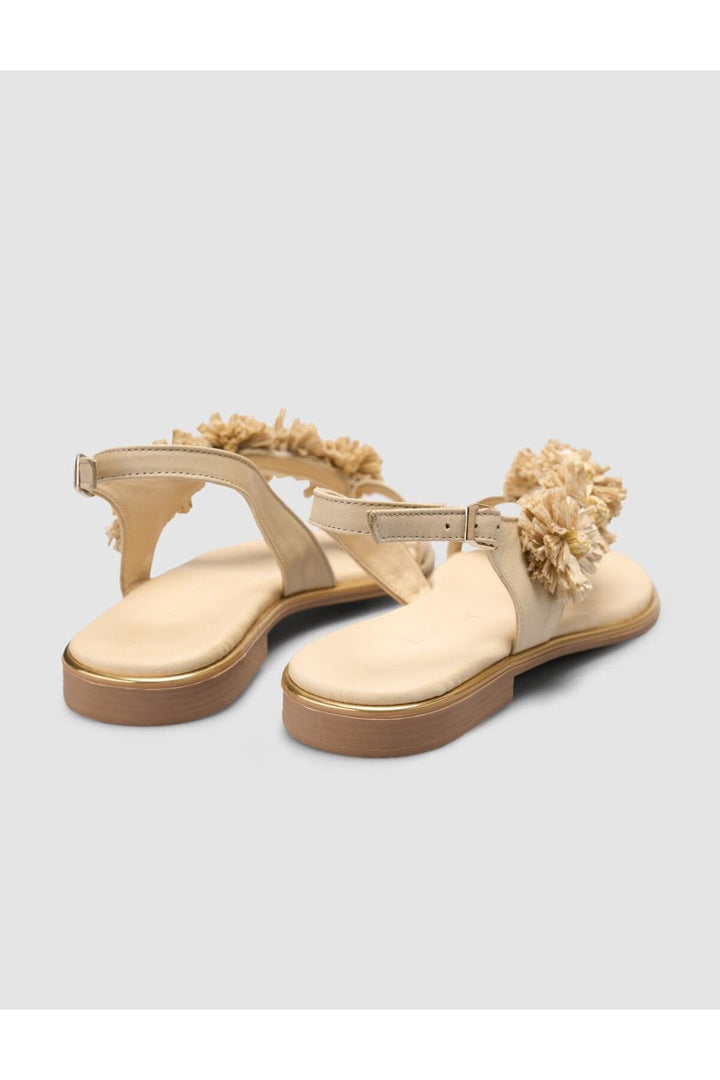 Cabani Shoes Sandales pour femmes en cuir véritable beige 100% - Beige