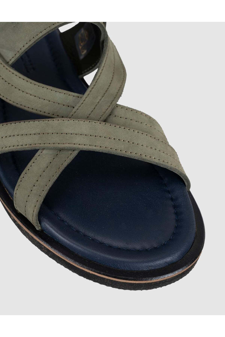 Cabani Shoes Sandale quotidienne pour homme en cuir véritable kaki - Vert