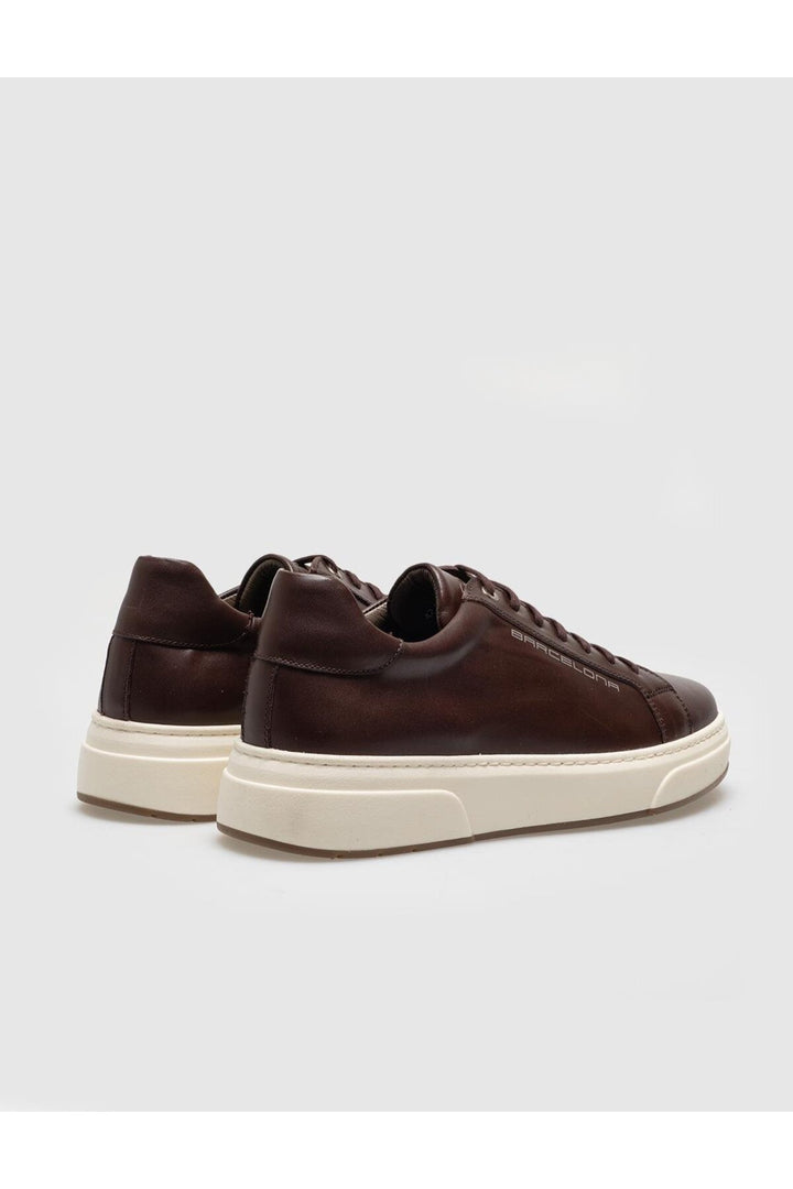Cabani Shoes Chaussures de sport pour hommes en cuir véritable marron à lacets - Marron