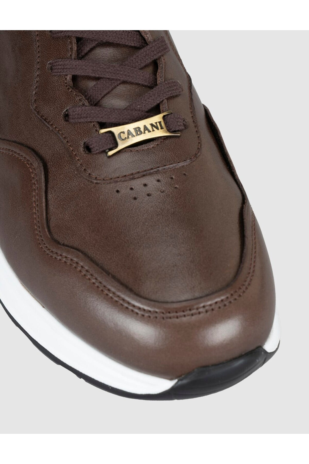 Cabani Shoes Baskets décontractées pour hommes en cuir véritable marron - Marron