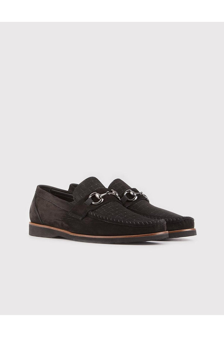 Cabani Shoes Chaussures décontractées noires en cuir véritable avec accessoire en métal pour homme - Multicolore