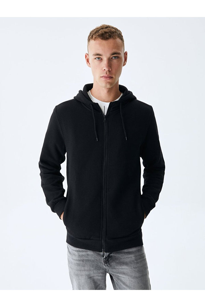 LTB Sweat noir zippé à capuche