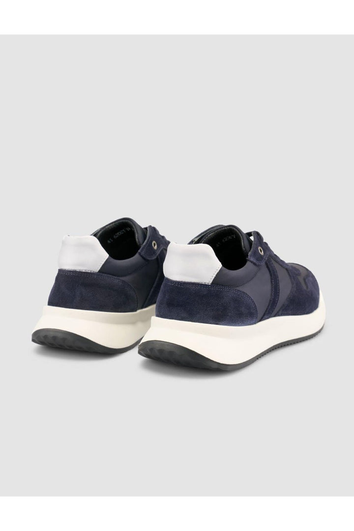 Cabani Shoes %100 Cuir Véritable Bleu marine Suédé Baskets Homme à Lacets - Multicolore
