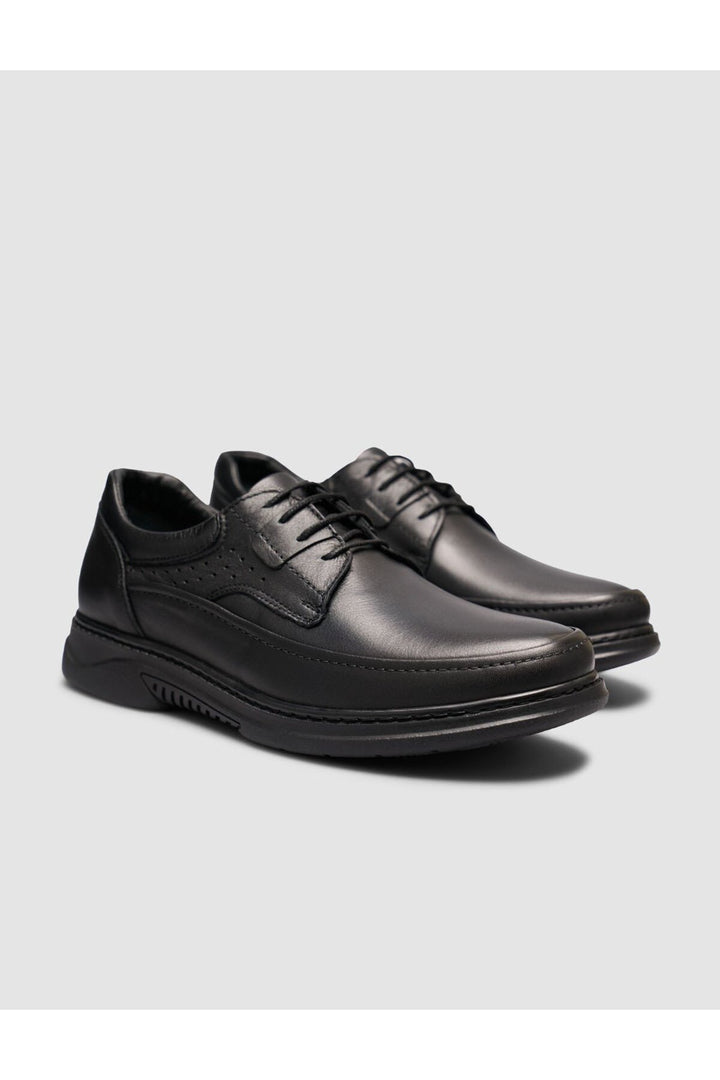 Cabani Shoes Chaussures pour hommes en cuir véritable à lacets noires - Noir