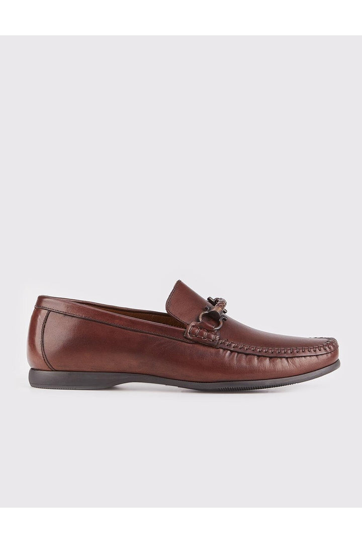 Cabani Shoes Chaussures Loafer pour hommes en cuir véritable marron avec détail de boucle - Marron