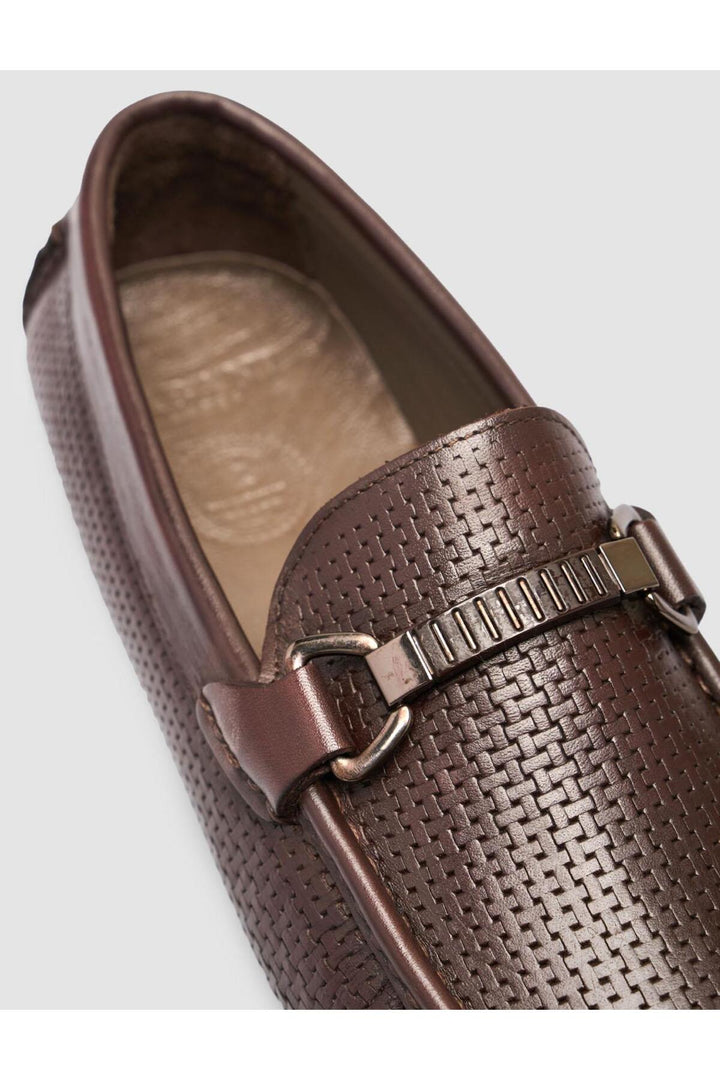 Cabani Shoes %100 Cuir véritable Mocassins pour hommes à boucle marron - Multicolore